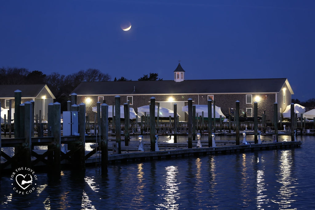 Full moon eclipse seen over Oyster Harbor Marine in Osterville